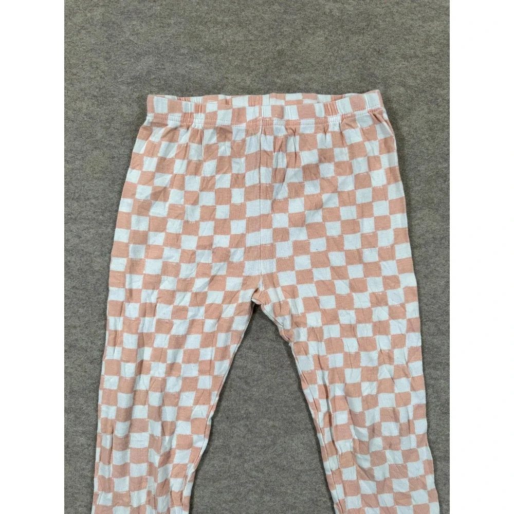 Carter's Pajama Pants Girls 12/12A Peach White Checkered Casual Mid Rise Pull On